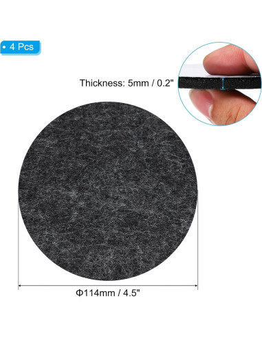 Almohadillas de Fieltro Gris Oscuro PATIKIL 4 Pcs 5 mm