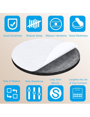 Almohadillas de Fieltro Gris Oscuro PATIKIL 4 Pcs 5 mm