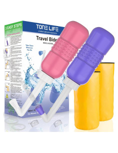 Pack de 2 Botellas Bidet Portátil TONELIFE 450ml Rosa+Azul