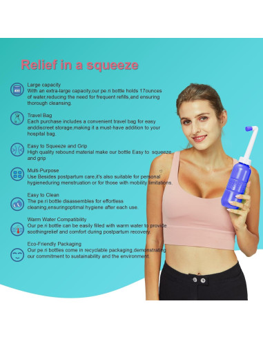 Pack de 2 Botellas Bidet Portátil TONELIFE 450ml Rosa+Azul