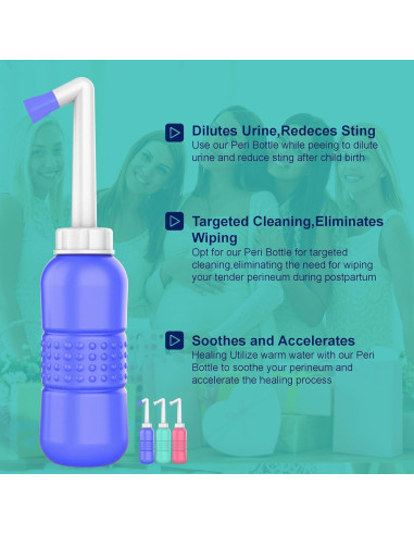 Pack de 2 Botellas Bidet Portátil TONELIFE 450ml Rosa+Azul