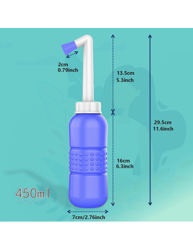 Pack de 2 Botellas Bidet Portátil TONELIFE 450ml Rosa+Azul