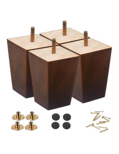 Patas de Madera SHANJUE para Muebles Cuadradas 10.16 cm Set de 4