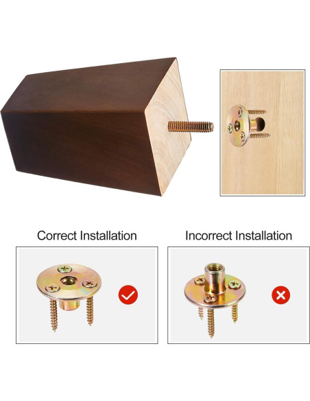 Patas de Madera SHANJUE para Muebles Cuadradas 10.16 cm Set de 4
