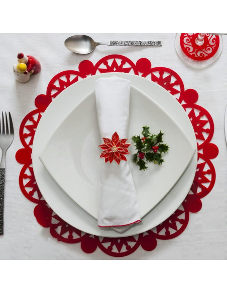 Anillos de Servilleta FQQWEE 6 Piezas Rojo Metal Zinc 6 cm