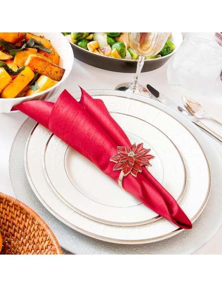 Anillos de Servilleta FQQWEE 6 Piezas Rojo Metal Zinc 6 cm