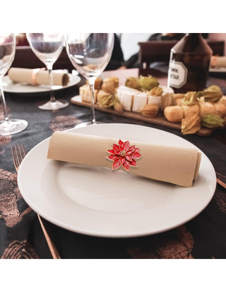 Anillos de Servilleta FQQWEE 6 Piezas Rojo Metal Zinc 6 cm