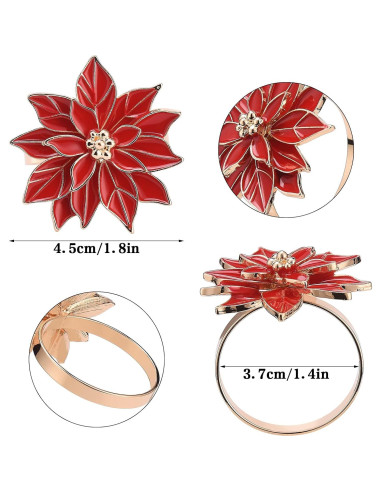 Anillos de Servilleta FQQWEE 6 Piezas Rojo Metal Zinc 6 cm