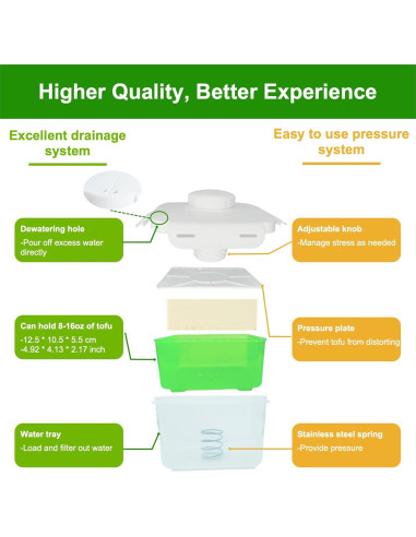 Prensa de Tofu Glowgath Ajustable Libre de BPA 448g