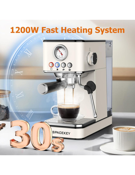 Máquina de Espresso Spacekey EM621 20 Bar con Varita de Vapor