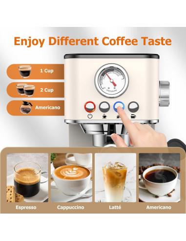 Máquina de Espresso Spacekey EM621 20 Bar con Varita de Vapor