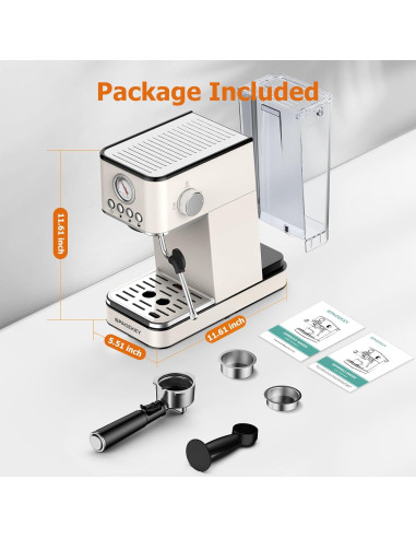 Máquina de Espresso Spacekey EM621 20 Bar con Varita de Vapor