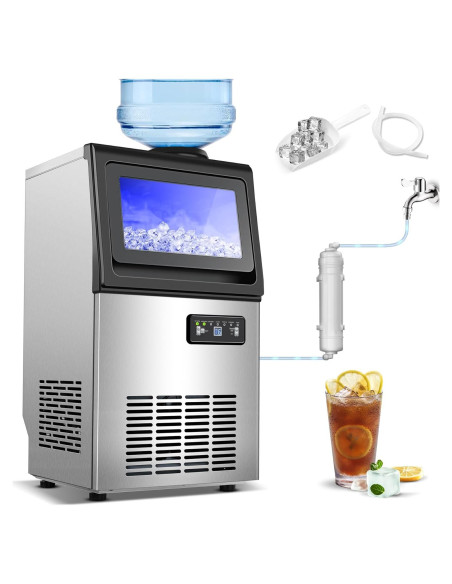 Fabricador de Hielo Comercial Amzgachfktch 50kg/24H Auto Limpieza