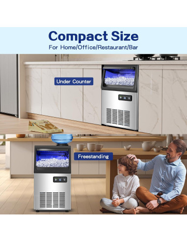 Fabricador de Hielo Comercial Amzgachfktch 50kg/24H Auto Limpieza