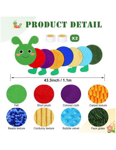 Panel Sensorial de Pared Oruga Drydiet 8 Piezas Colorido