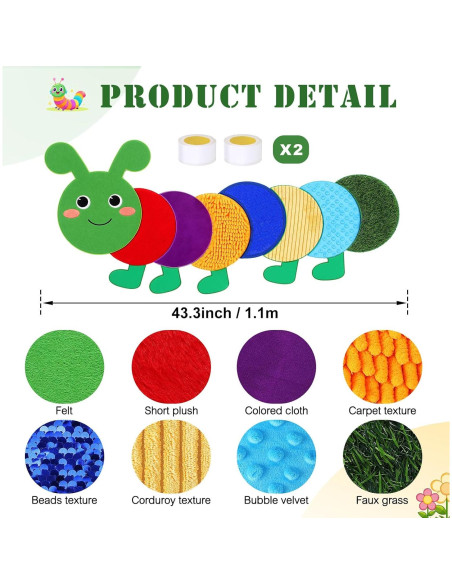 Panel Sensorial de Pared Oruga Drydiet 8 Piezas Colorido