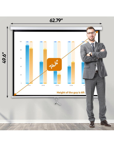 Pantalla de Proyector Retráctil ZENY 72" 4:3 Blanca 7.26 kg