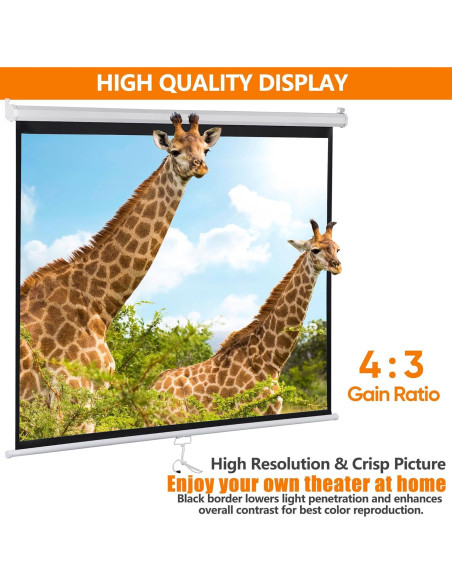 Pantalla de Proyector Retráctil ZENY 72" 4:3 Blanca 7.26 kg