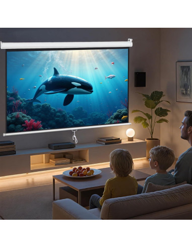 Pantalla de Proyector Retráctil ZENY 72" 4:3 Blanca 7.26 kg