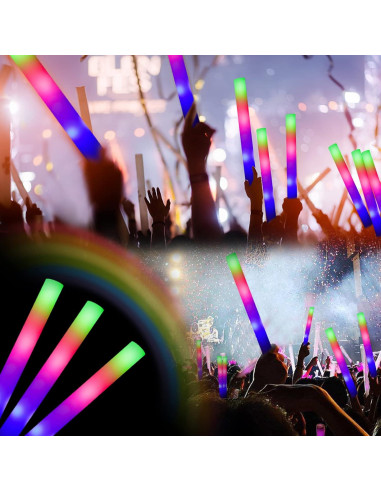Bastones de Espuma LED ColorHome - 100 Pcs Brillantes para Fiestas