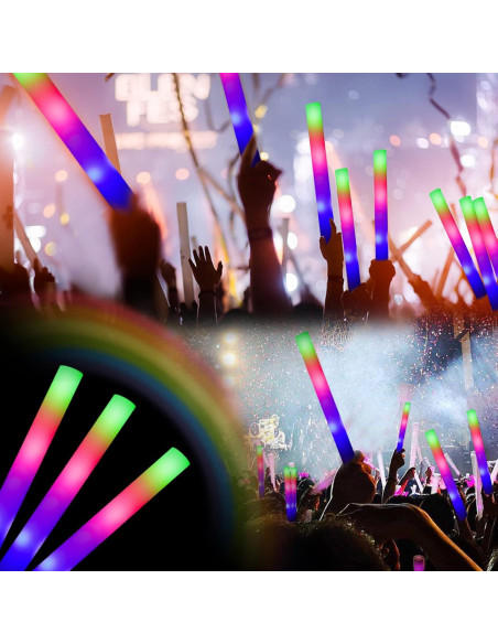 Bastones de Espuma LED ColorHome - 100 Pcs Brillantes para Fiestas