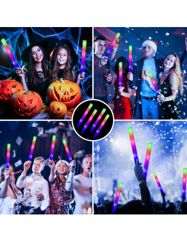 Bastones de Espuma LED ColorHome - 100 Pcs Brillantes para Fiestas
