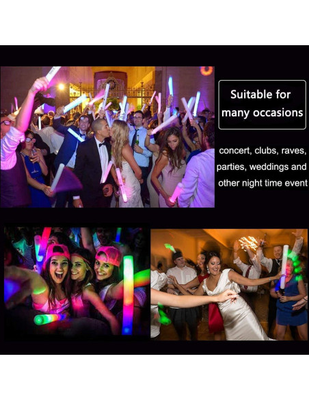 Bastones de Espuma LED ColorHome - 100 Pcs Brillantes para Fiestas
