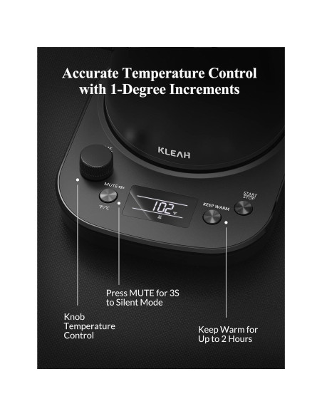 Hervidor Eléctrico KLEAH Cuello de Ganso 0.8L Control Temperatura