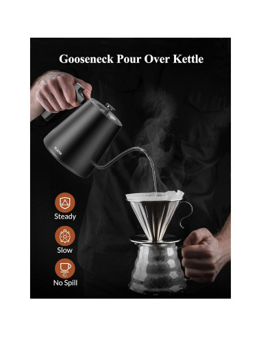 Hervidor Eléctrico KLEAH Cuello de Ganso 0.8L Control Temperatura