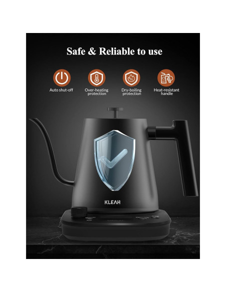 Hervidor Eléctrico KLEAH Cuello de Ganso 0.8L Control Temperatura
