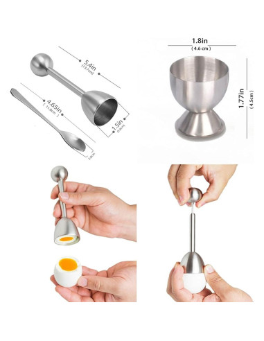 Juego de Cortadores de Huevos Xicennego 5 Piezas Acero Inoxidable
