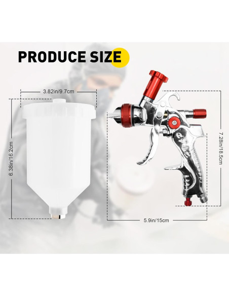 Kit de Pistola de Pulverización HVLP ZOSANY 600cc 3 Boquillas