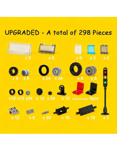 Conjunto de Ruedas y Ejes Pamvava - 298 Piezas para Juguetes