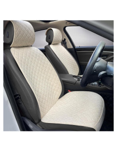 Fundas de Asiento de Coche BOPUOVRE YM-2-B Transpirables Beige - 2 Unidades