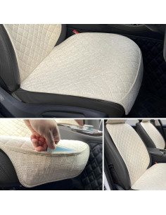 Fundas de Asiento de Coche BOPUOVRE YM-2-B Transpirables Beige - 2 Unidades 2