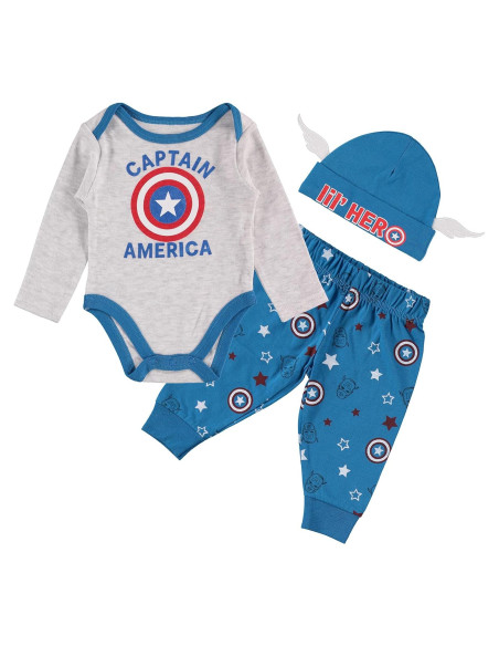 Conjunto de Ropa para Bebés Capitán América Marvel 3 Piezas