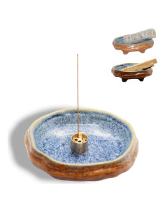 Soporte de Incienso de Cerámica PDDYIER Redondo 13cm Azul