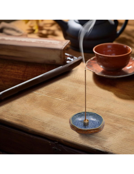 Soporte de Incienso de Cerámica PDDYIER Redondo 13cm Azul