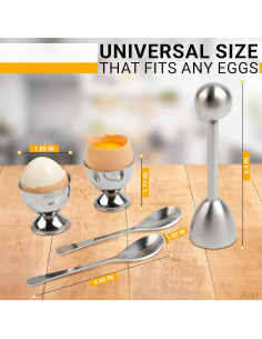 Juego de Abridores de Cáscara de Huevo ZOKLU - Acero Inoxidable 2