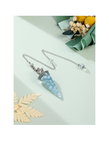 Péndulo de Cristal Acuamarina Jovivi para Reiki y Meditación