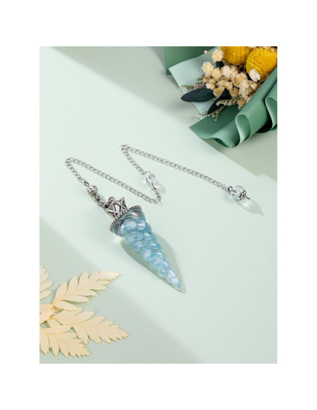 Péndulo de Cristal Acuamarina Jovivi para Reiki y Meditación