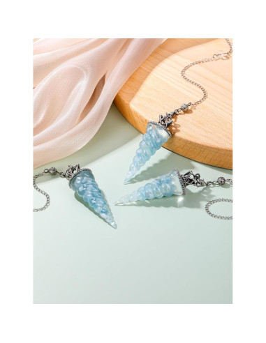 Péndulo de Cristal Acuamarina Jovivi para Reiki y Meditación