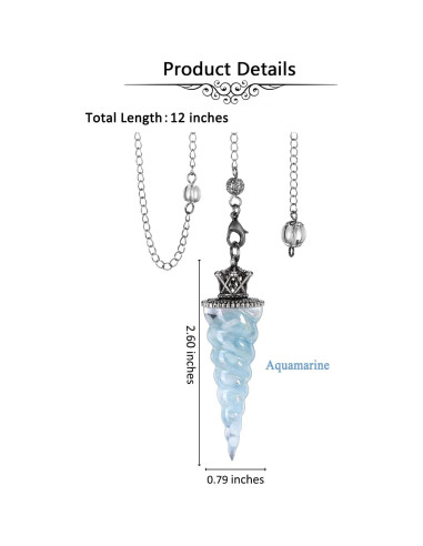 Péndulo de Cristal Acuamarina Jovivi para Reiki y Meditación