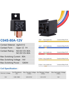 Relé Automotriz EHDIS 80A 12V SPDT con Socket 5 Pines 2