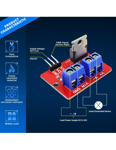 Módulo Controlador MOSFET IRF520 20 Piezas 33x24mm 5A