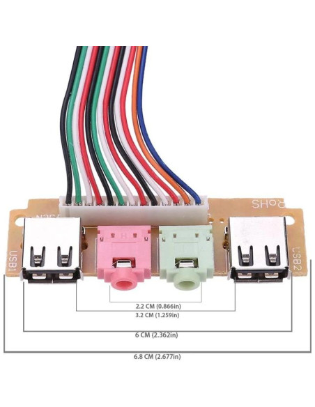 Panel Frontal de Computadora USB 2.0 ThtRht - 2 Puertos + Audio