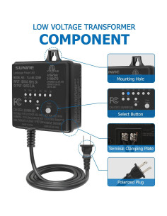 Transformador de Bajo Voltaje SUNVIE 60W con Temporizador y Sensor 2