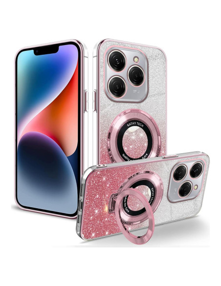 Funda de Silicona Rosa para Tecno Spark 20 Pro con Soporte Funda de Silicona Rosa para Tecno Spark 20 Pro con Soporte