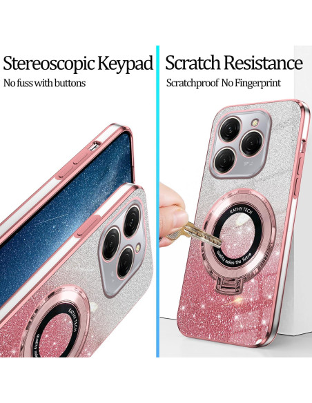 Funda de Silicona Rosa para Tecno Spark 20 Pro con Soporte Funda de Silicona Rosa para Tecno Spark 20 Pro con Soporte
