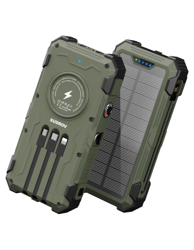 Banco de Energía Solar 42800mAh Cargador Inalámbrico 15W